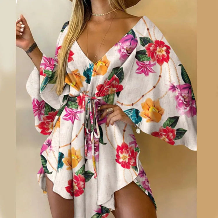 Daisy - Boho Floral V-Neck Mini Dress