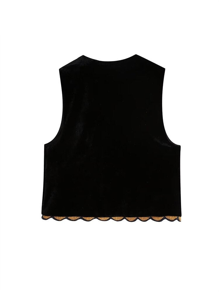 WW | Waistcoat with Sequin Floral Embroidery, Patchwork Waist Coat in Velvet