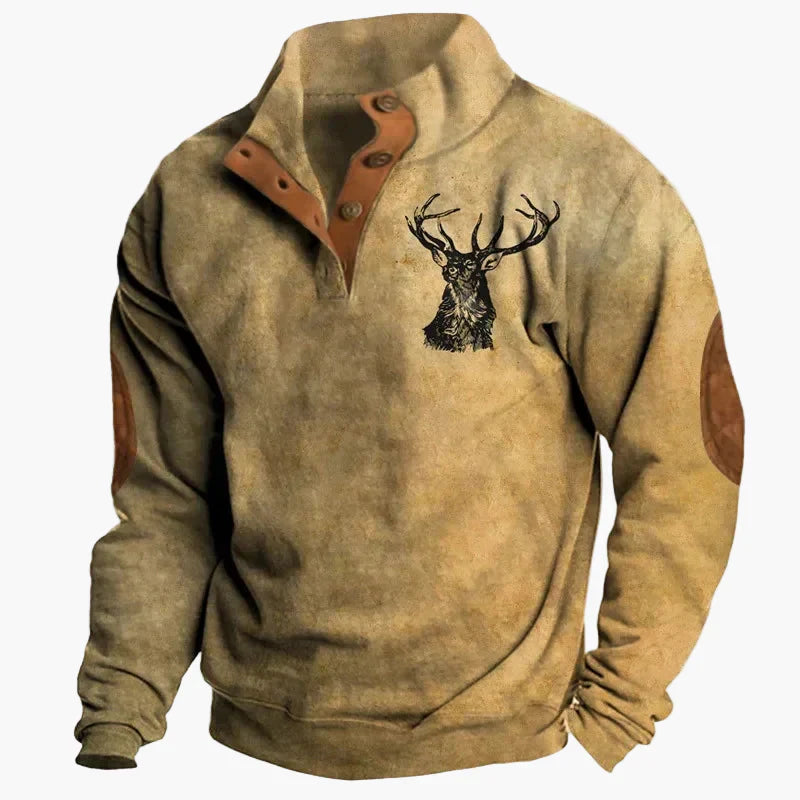 WW | Vintage Western Sweatshirt mit Ethno-Muster und Stehkragen - Freizeitpullover