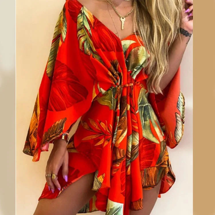 Daisy - Boho Floral V-Neck Mini Dress