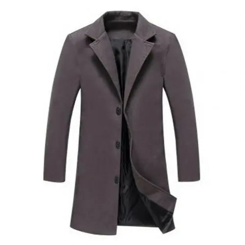 WW | Men's winter coat with front buttons and straight hem