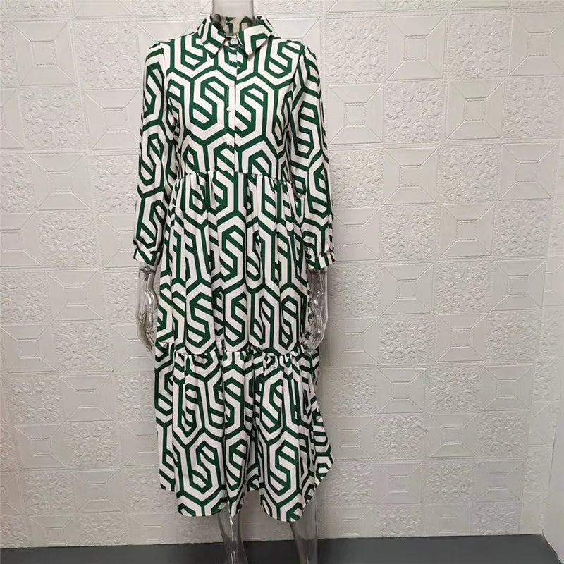 WW | Women's Winsett Long Sleeve Geometric Print Maxi Dress