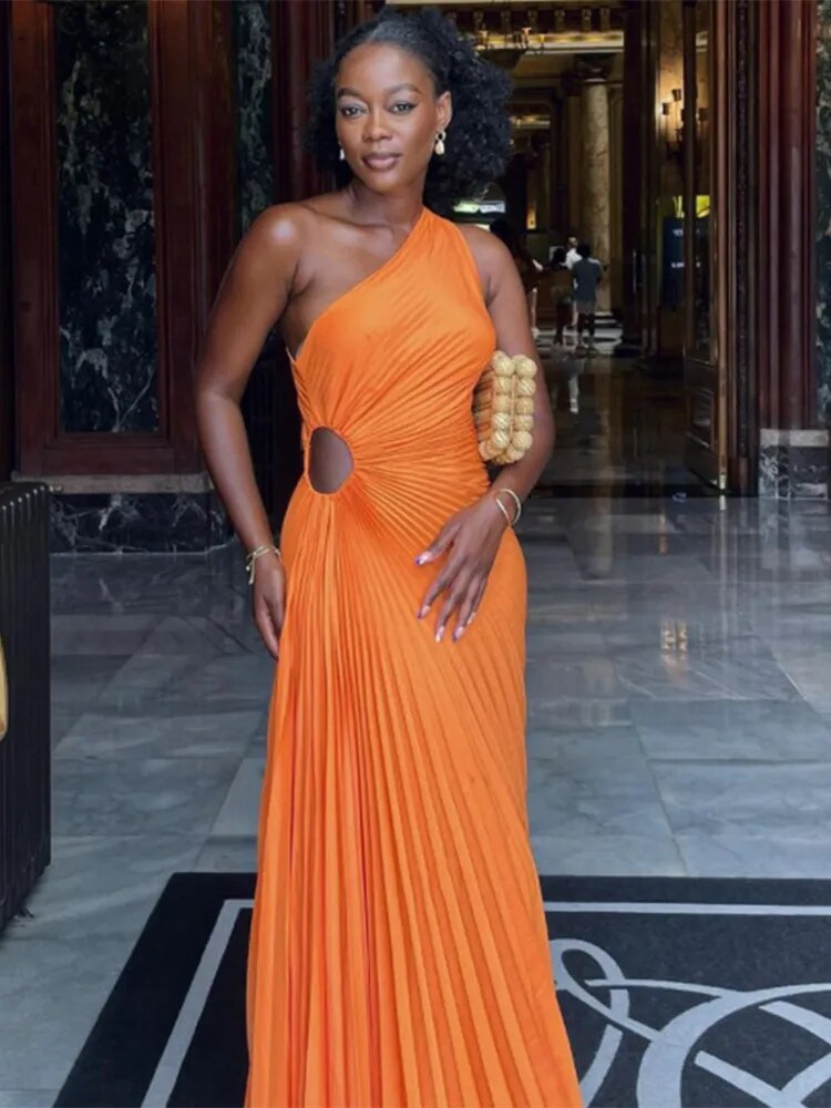 WW - Abendkleid mit Volants und Lederbesatz für Damen