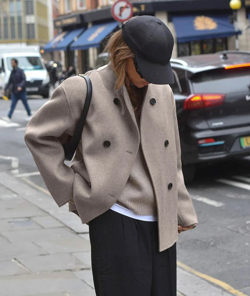 WW | Double-breasted peacoat with high collar
