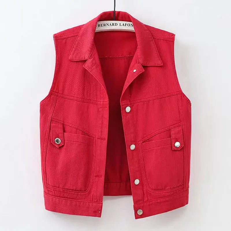 WW | Casual denim vest with pocket detail