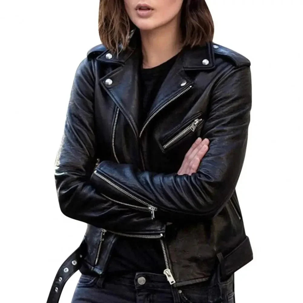WW | Leder Motojacke - Asymmetrischer Reißverschluss - Elegant und stilvoll - Biker-inspiriert