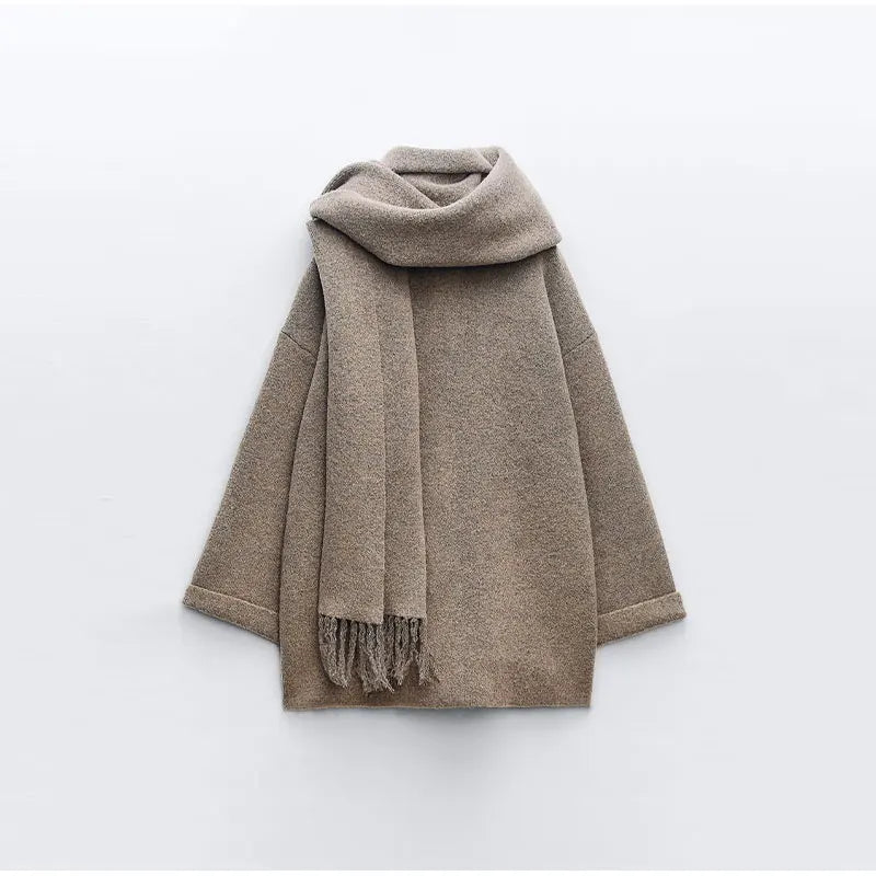 WW | Fashionable Coat with Scarf