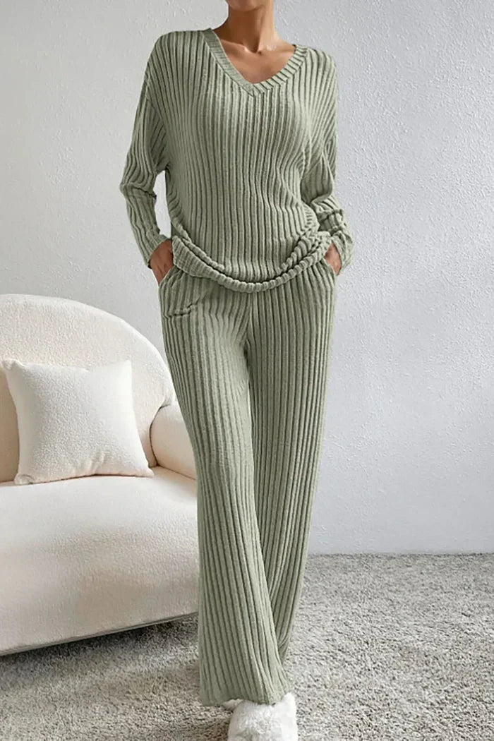 WW | Women's Ribbed Knit Two-Piece Loungewear Set