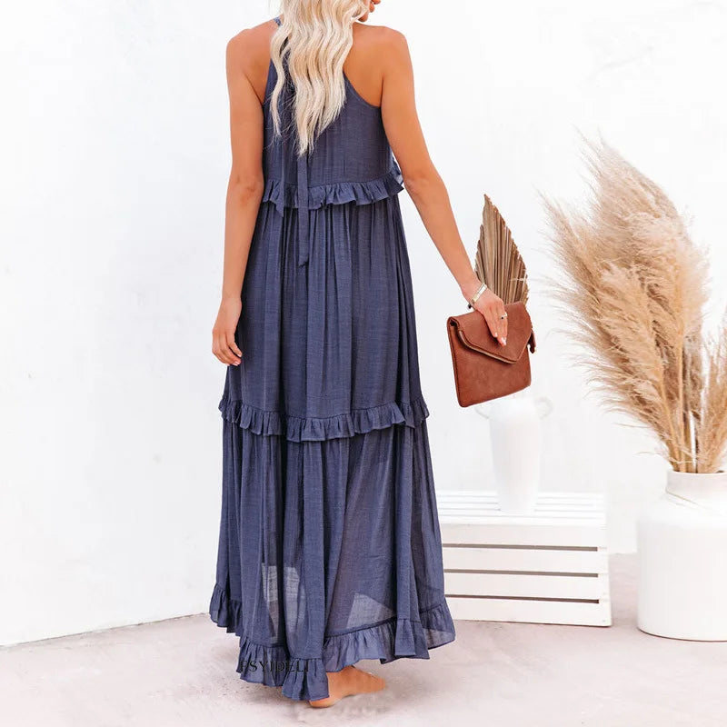 Sarah | Maxi Dress with Ruffles and Halter Neck
