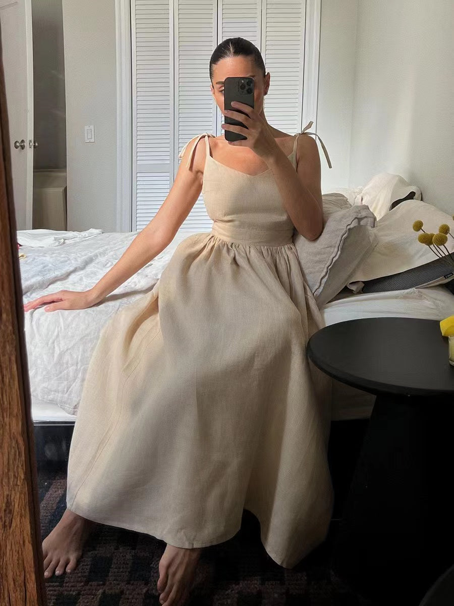 WW | Atmungsaktives Sommerkleid Aus Leinen Für Damen