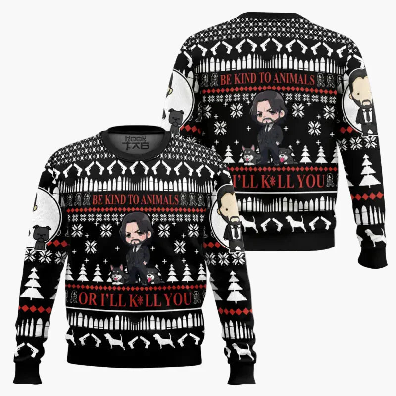 WW | Ugly Christmas Sweater - Funny "Wick-Mas" Sweater for Fans, Christmas, Party