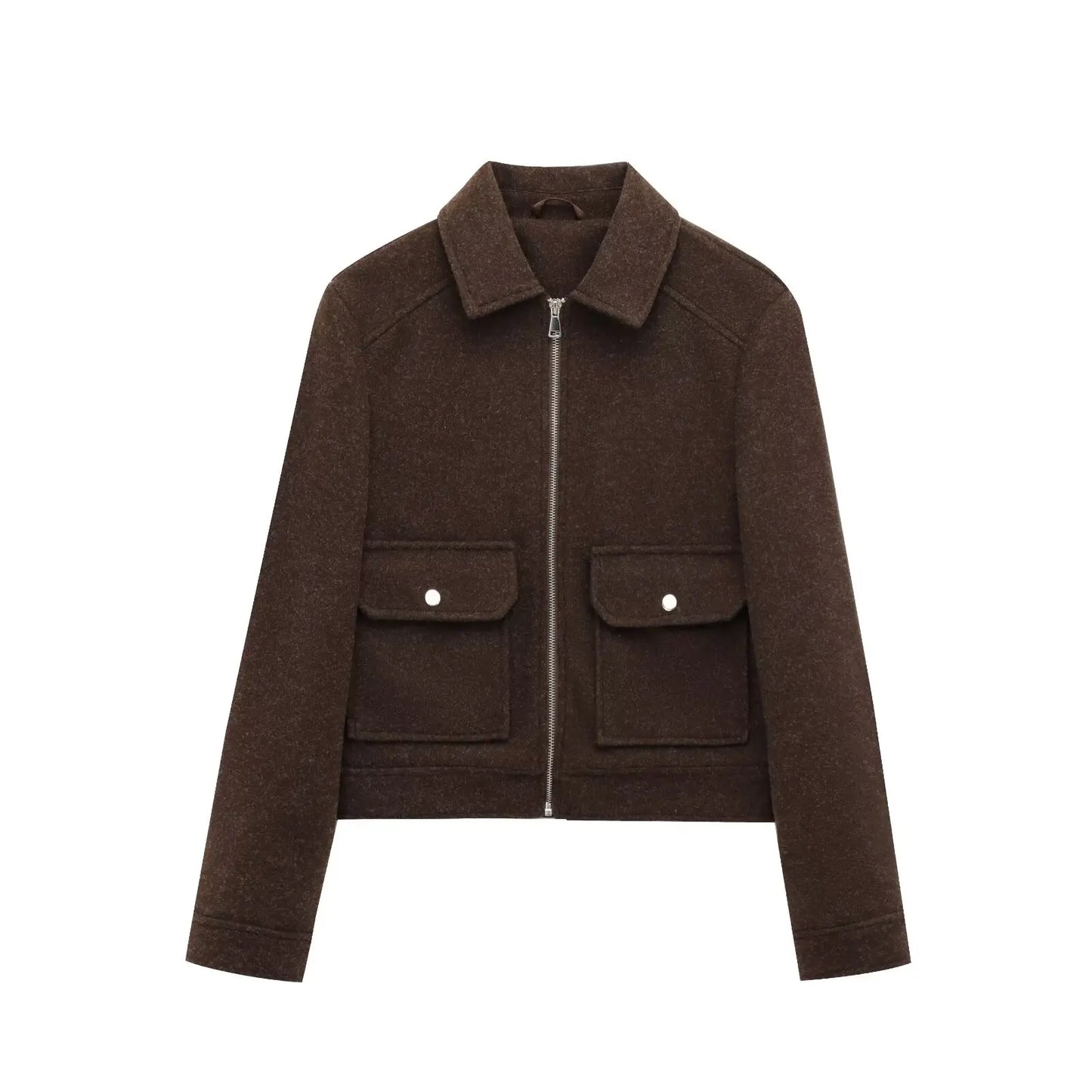 WW | Bomber Jacket with Short Lapel, Zipper and Flap Pockets