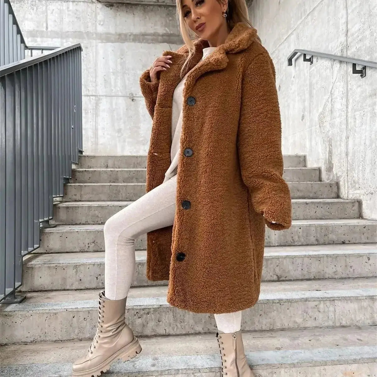 WW | Lange Jacke mit Weichem und Strukturiertem Druck