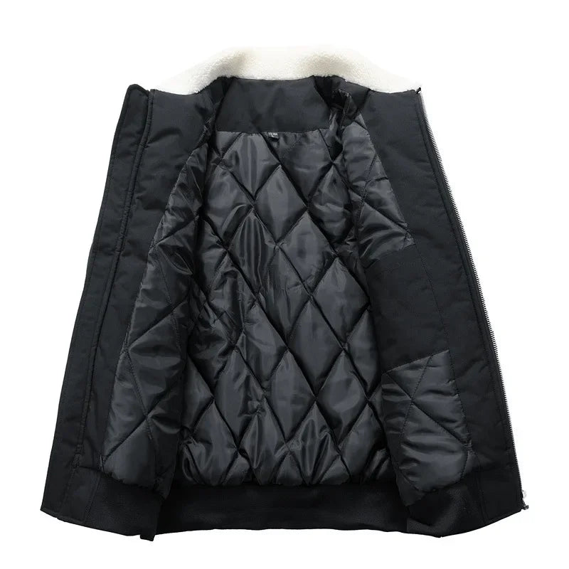 WW | Winter Bomber Jacket with Fashionable Lambskin Collar - Casual Style for Cold Days