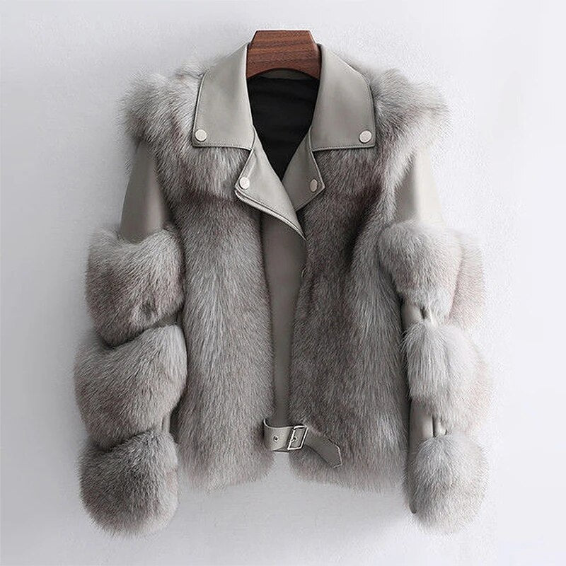 WW | Fell Bikerjacke - Luxuriöses Schichtungsstück - Gürteldesign - Winter Glam