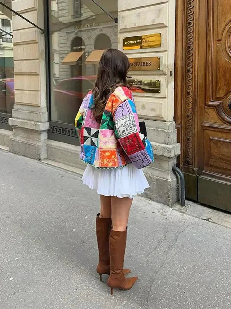 WW | Steppjacke - Lebhaftes Multicolor-Design - Boho Chic - Gemütliche Oberbekleidung