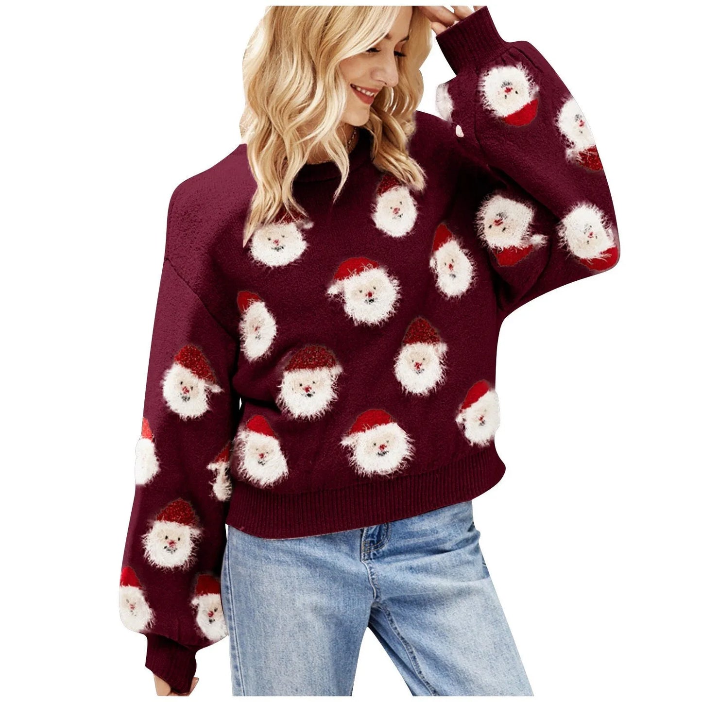 WW - Hässlicher Weihnachtspulli - Santa Claus Muster Pullover