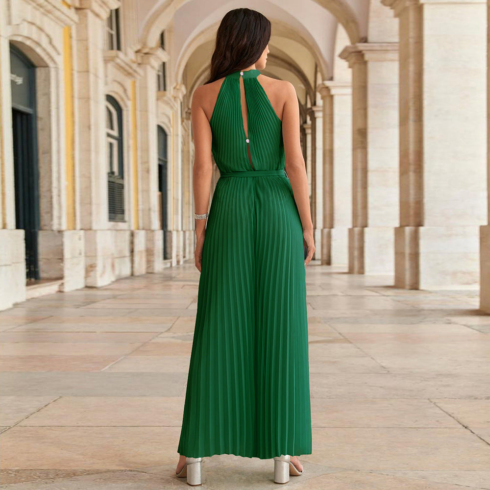 WW - Luxurious Green Pleated Jumpsuit