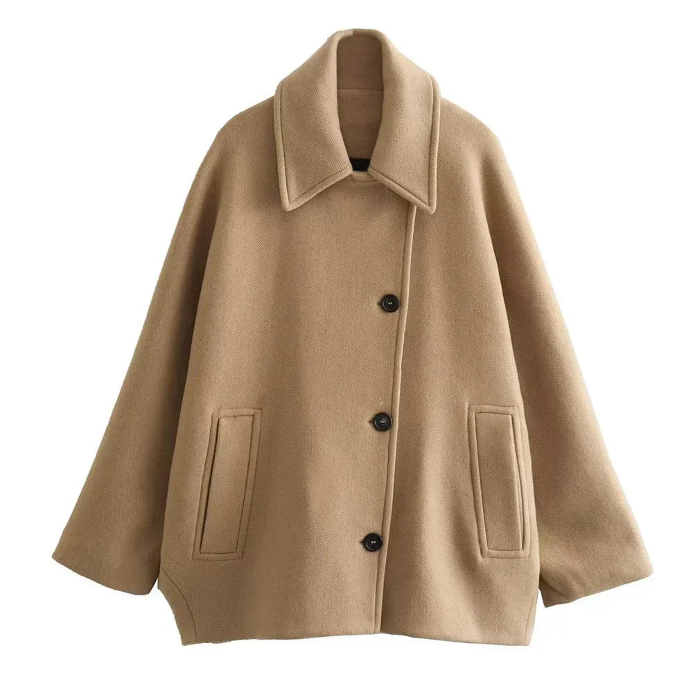 WW | Wool Blend Peacoat - Boxy Fit - Minimalist Style