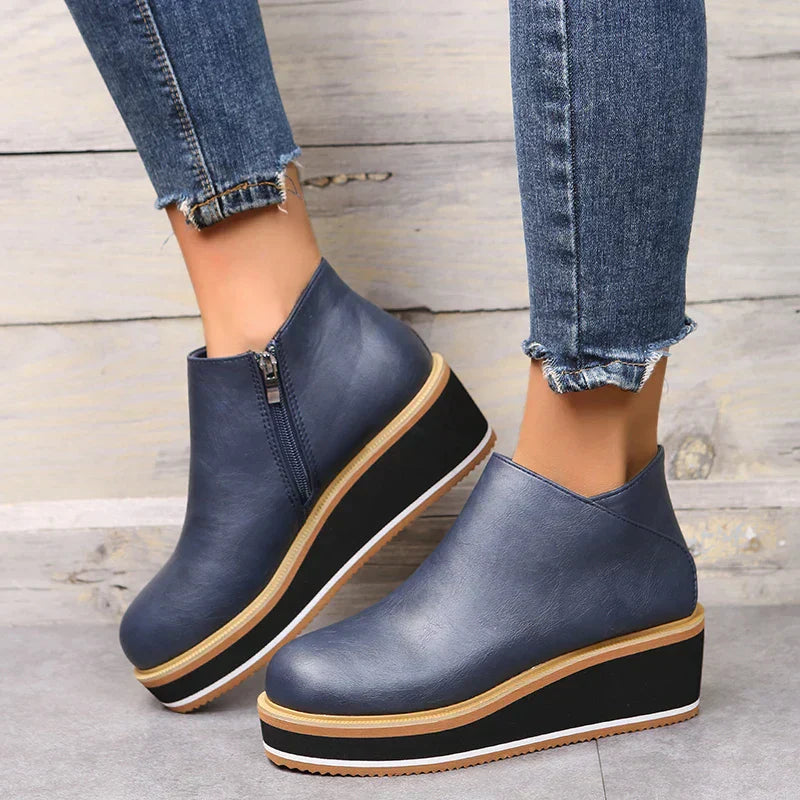 WW | Damen Stiefeletten mit Plateau und seitlichem Reißverschluss