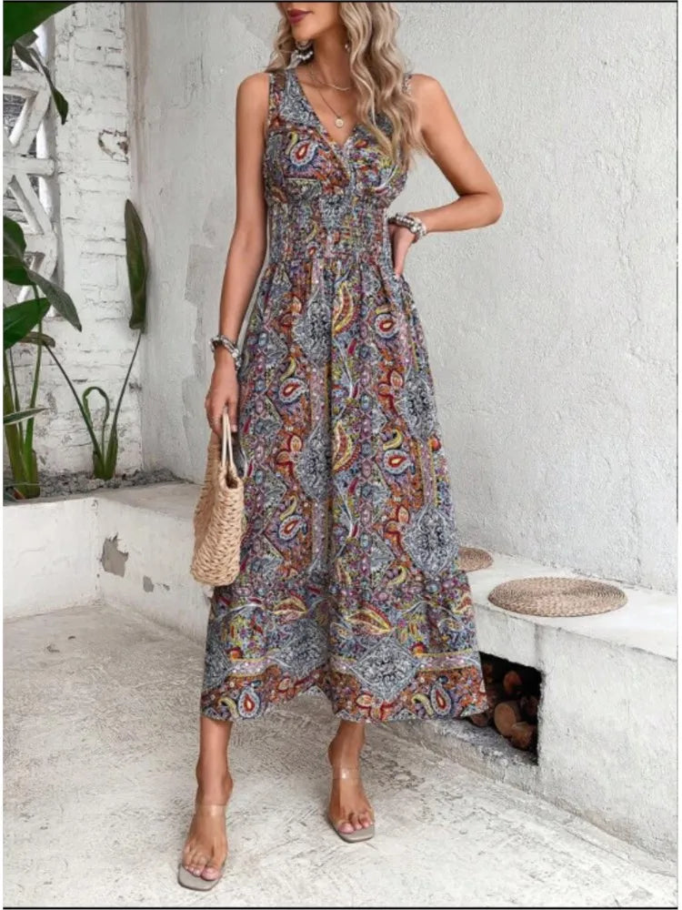 SolViva™ Boho Sleeveless Vacation Dress