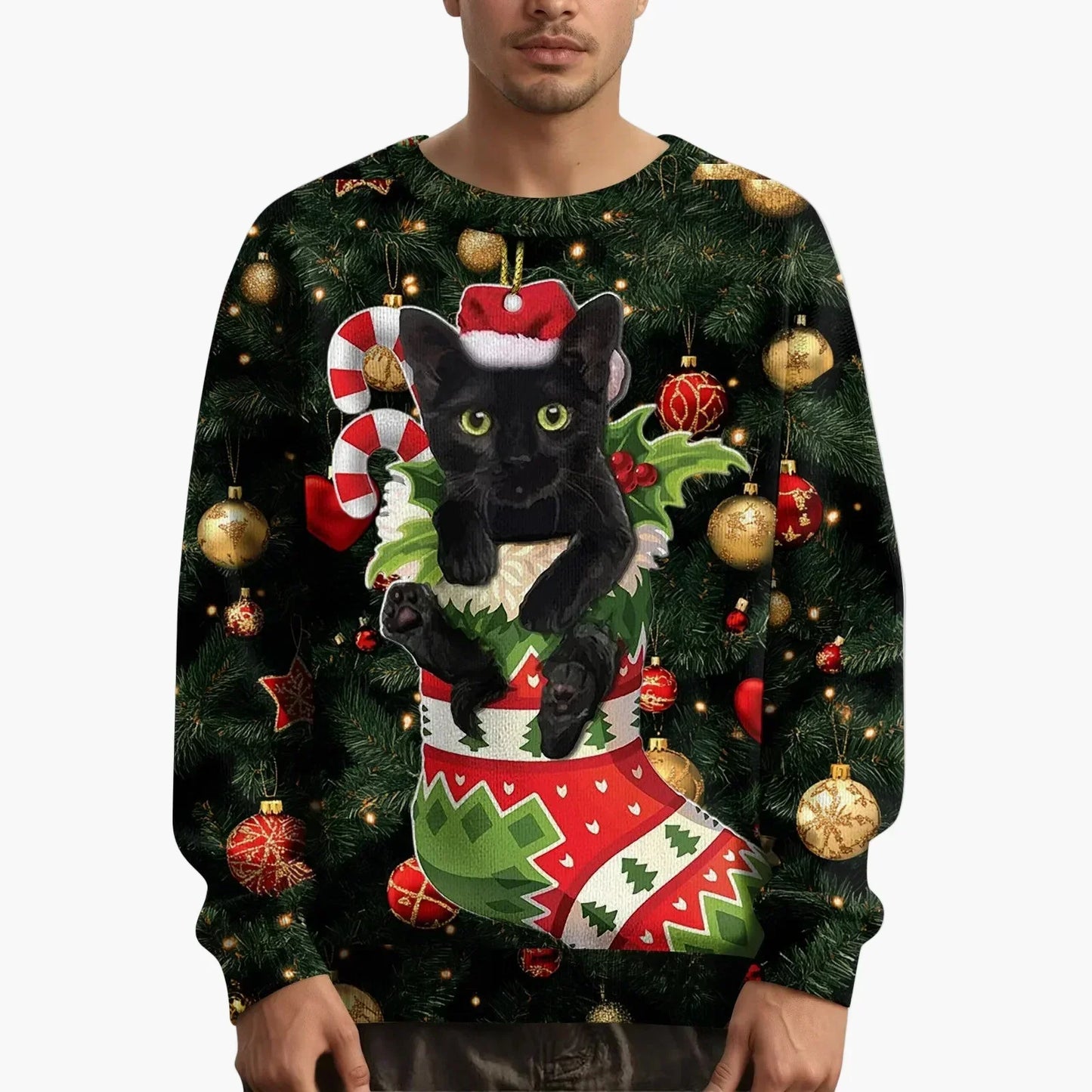 WW | Weihnachtspullover mit Katzenmotiv und festlichem Design - Lustiger Weihnachts-Sweater für Weihnachten und Winter