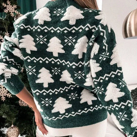 WW - Ugly Christmas Sweater - Knitted Pullover with 3D Christmas Tree Print