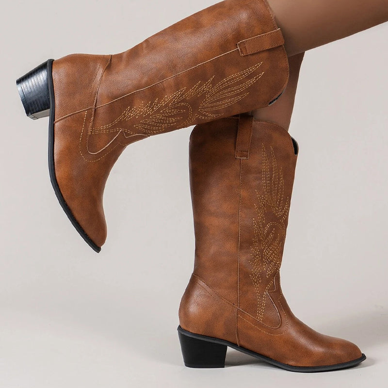 WW Cowboy-Stiefel | Hochwertige Damenstiefel mit Boho-Print