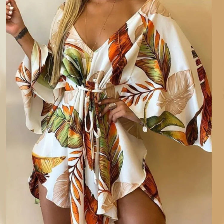 Daisy - Boho Floral V-Neck Mini Dress