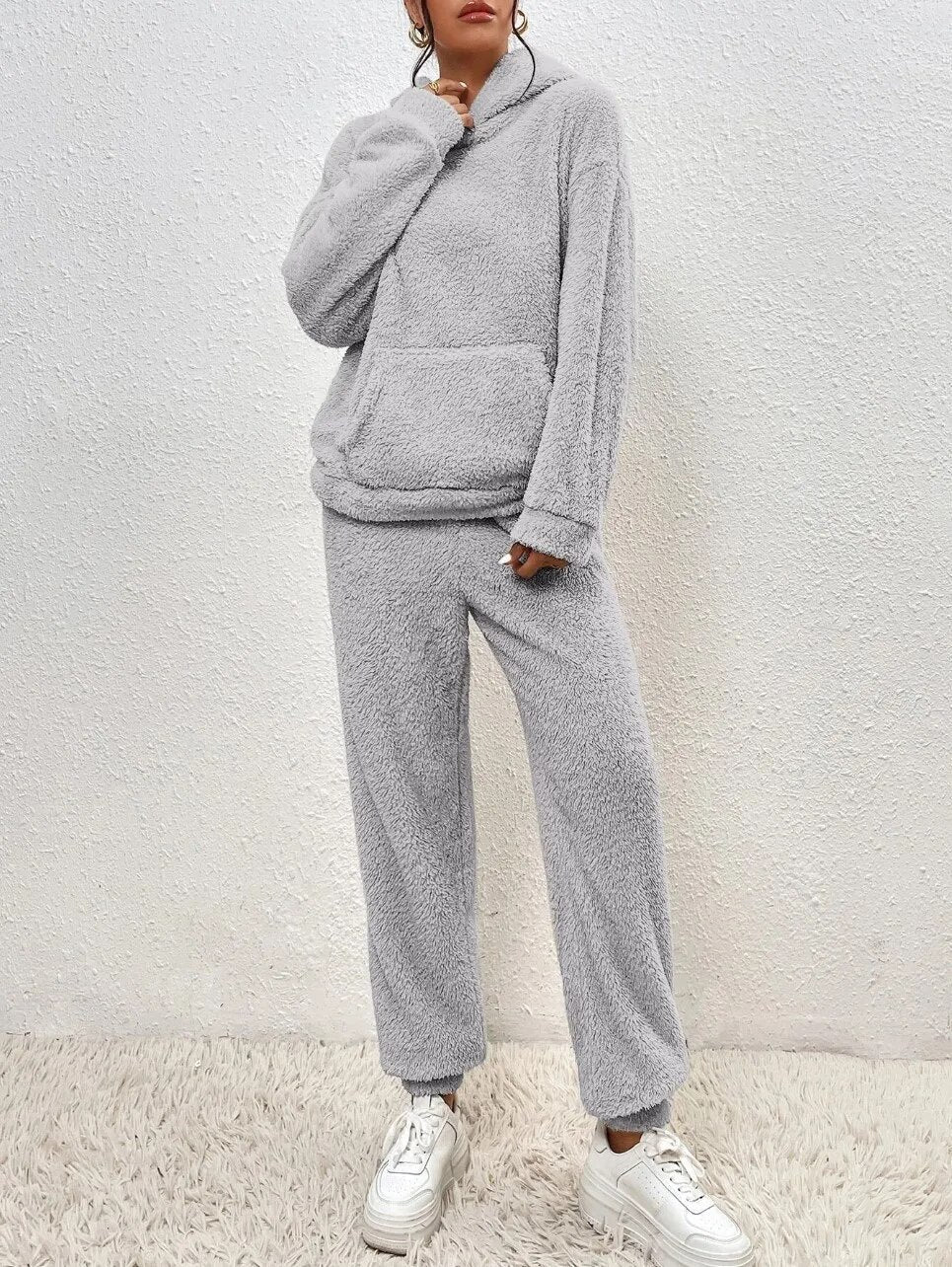 WW | Kapuzenpullover Weiches Sherpa Fleece Lässige Passform Langärmlig Und Warm