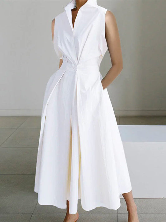 WW | White Collared Urban Cotton Dress