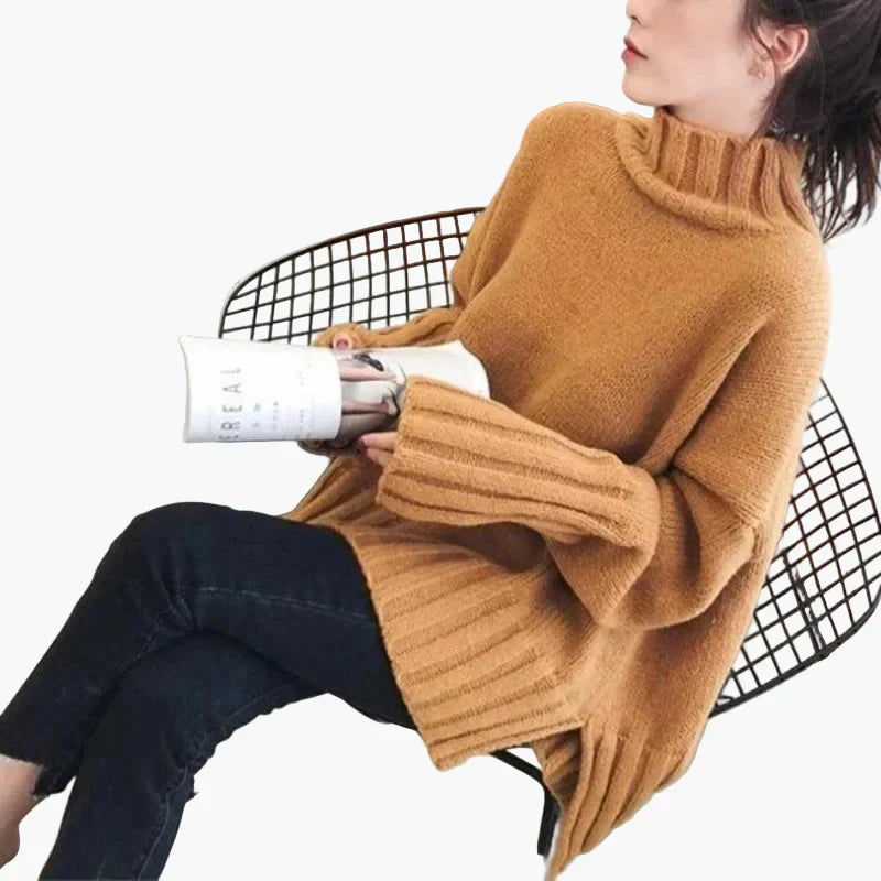 WW | Oversized High-Neck Pullover - Trendy Korean Style for Autumn and Winter