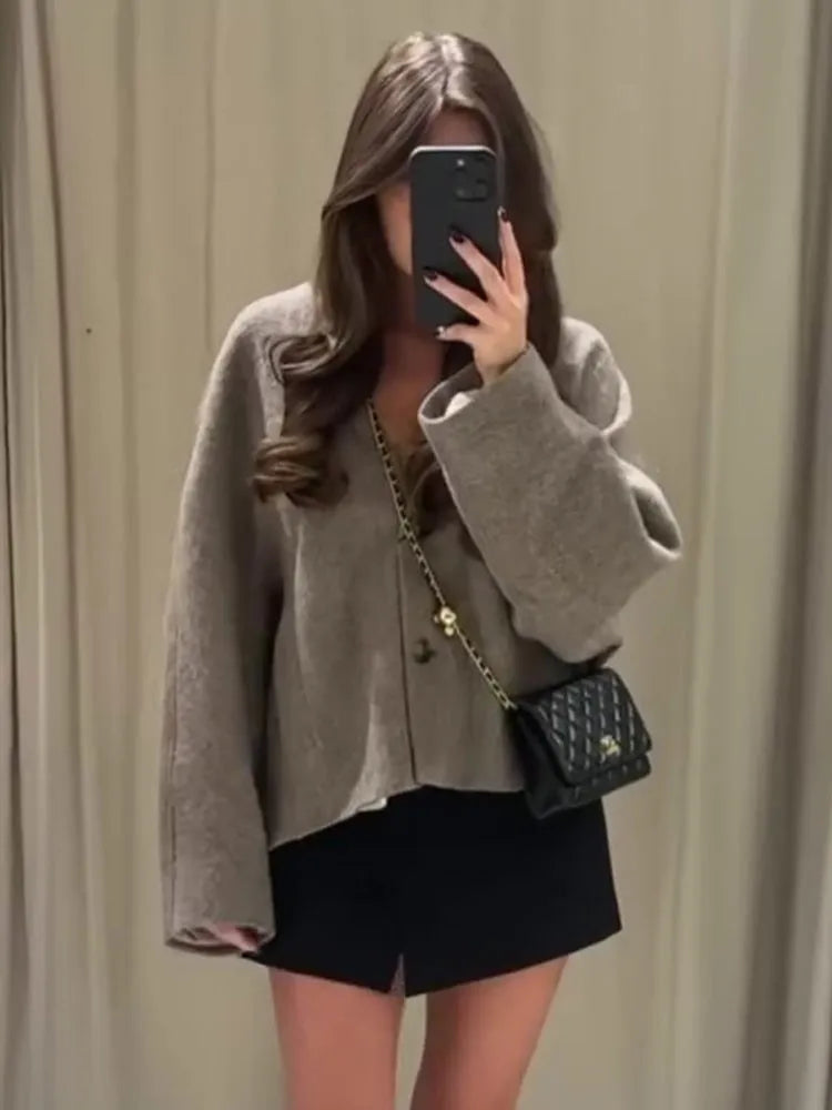 WW | Eleganter Blazer mit einreihigen Knöpfen und V-Ausschnitt