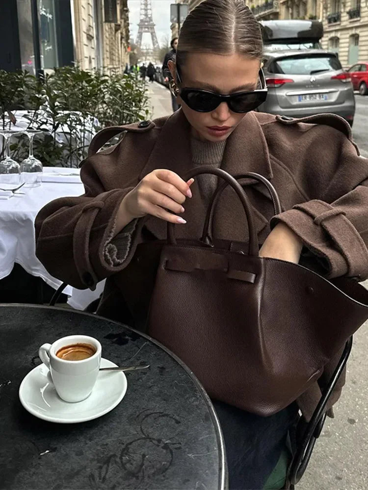 WW | Coffee Wool Jacket Casual and Comfortable