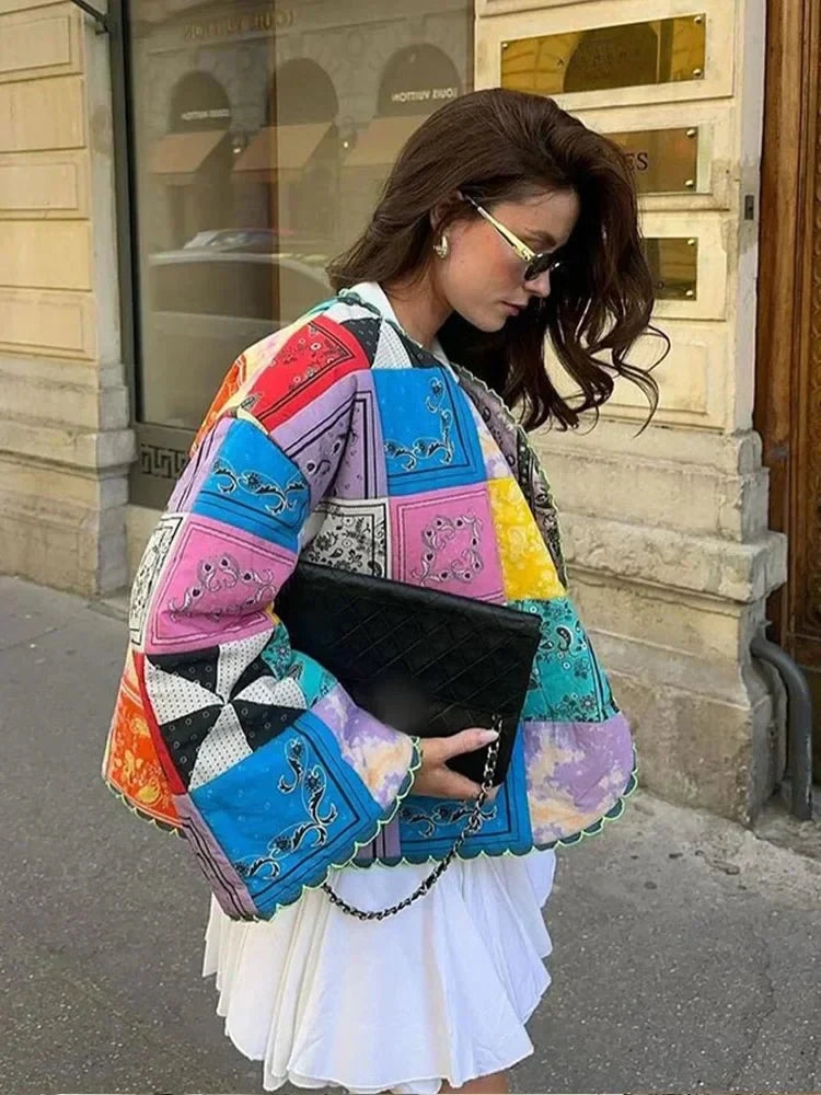 WW | Steppjacke - Lebhaftes Multicolor-Design - Boho Chic - Gemütliche Oberbekleidung