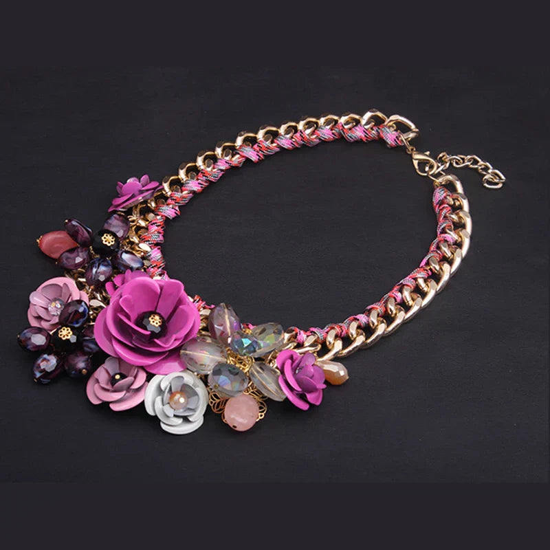 WW | Jahrgang Schmuck Elegante Prom Party Schönheitswettbewerb Hochzeit Geschenk Florale Blüte Blume Chunky Statement Halskette für Frauen Accessoires