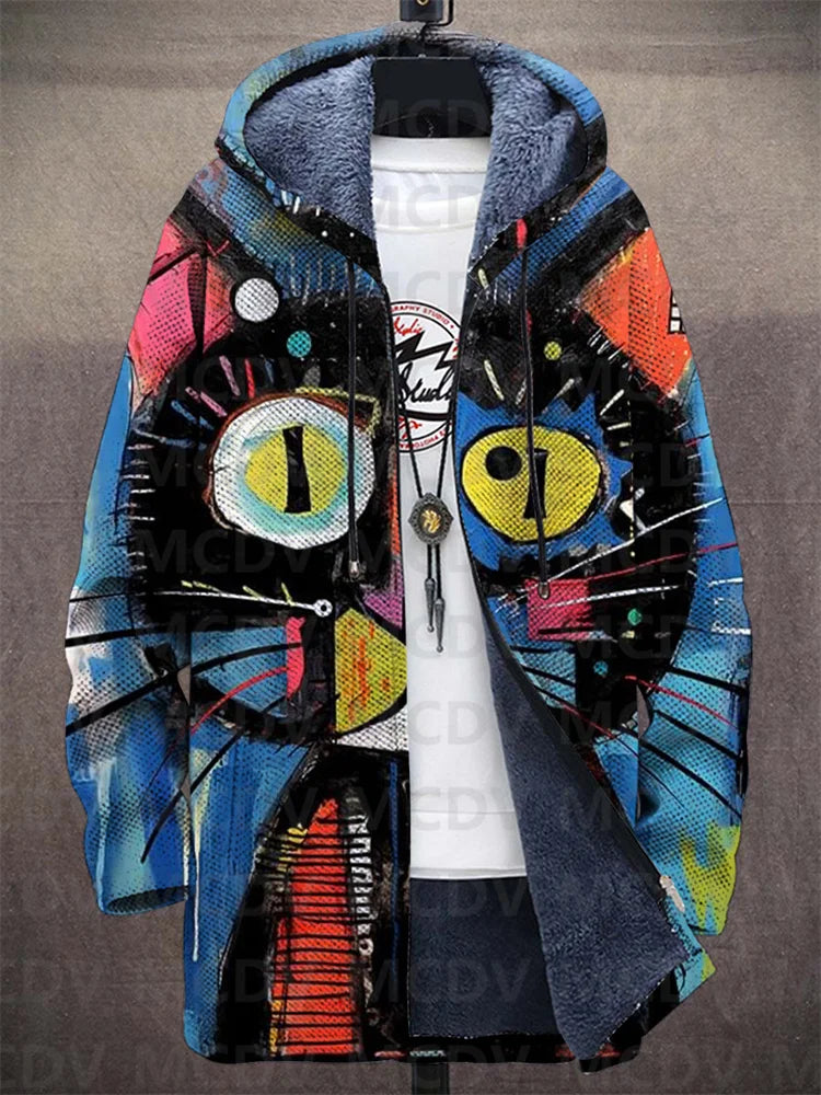 WW | Cuddly Coat with Cat Print
