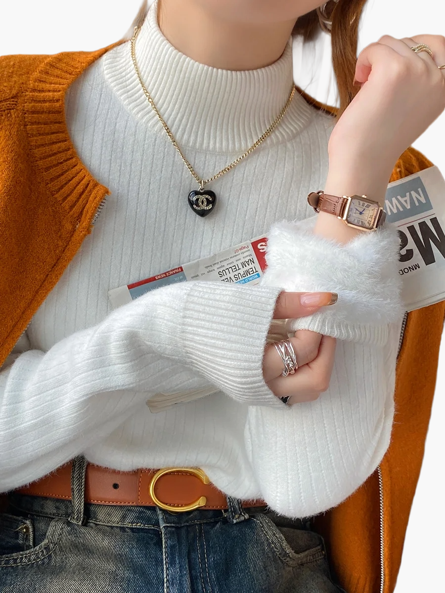 WW | Turtleneck Pullover Basic Knit Long Sleeve for Everyday and Office