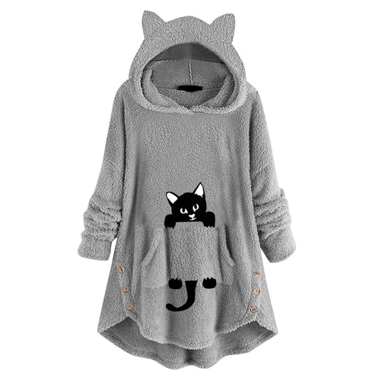 WW | Bequemes Sweatshirt mit Katzenohren