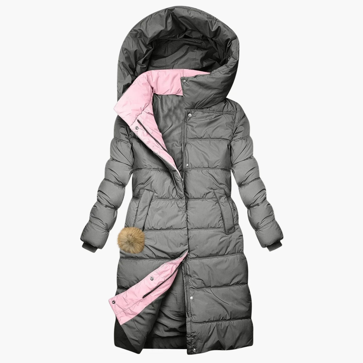 WW | Winter Steppmantel mit Kapuze - Langer, Winddichter Pufferjacke für Alltag & Freizeit