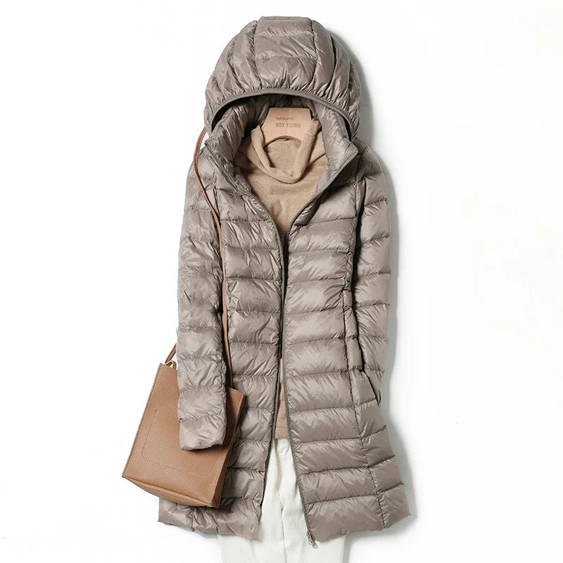 WW | Leichte Damen-Daunenjacke mit Abnehmbarer Kapuze