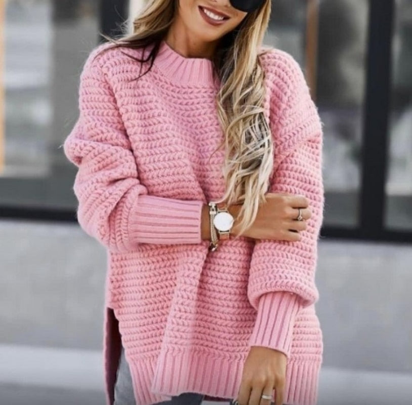 WW | Strickpullover Übergroß Schnitt Soft Und Warm Rundhals Lange Ärmel