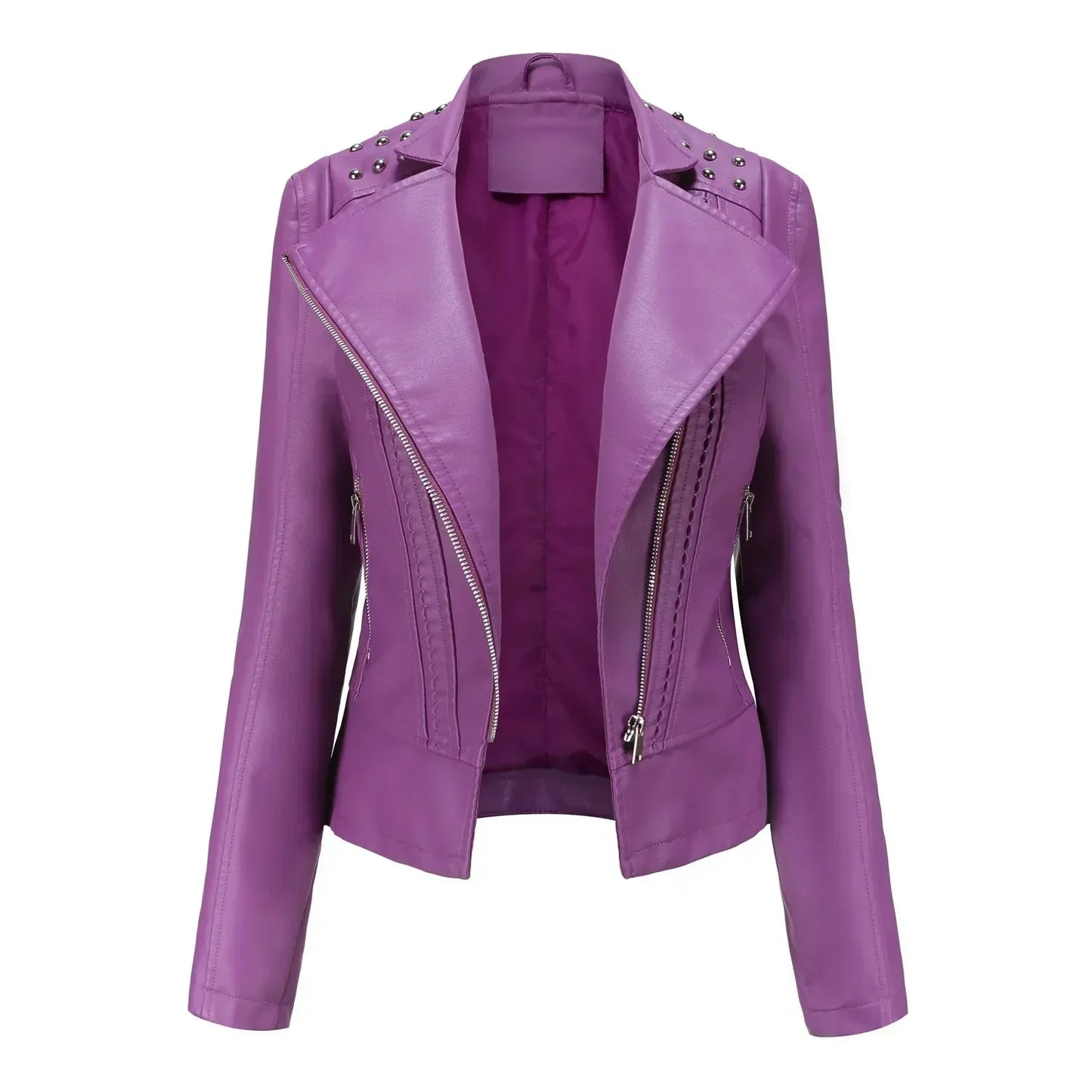 WW | Biker jacket with studded lapel collar