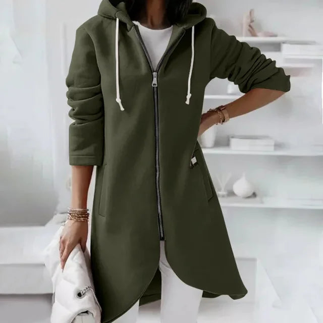 WW | Hooded cardigan with curved hem