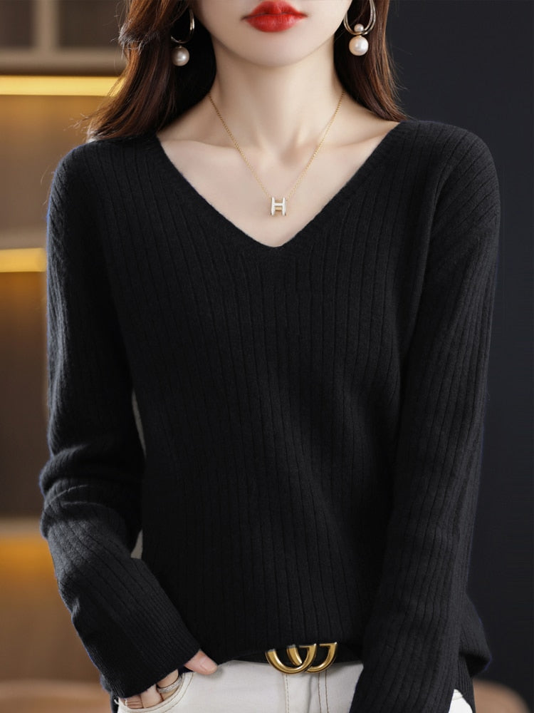 Jolyne V-Neck Knitted Sweater