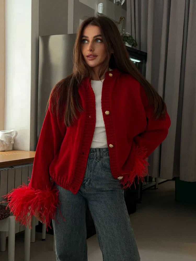 WW | Schicke Feder Strickjacke