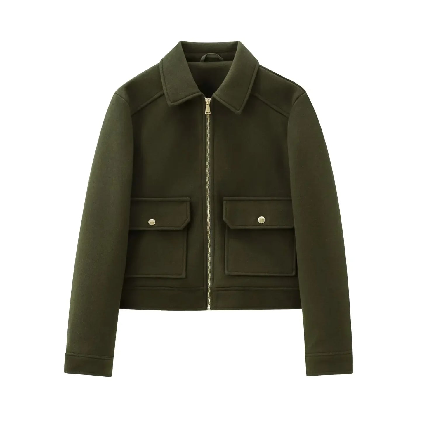 WW | Bomber Jacket with Short Lapel, Zipper and Flap Pockets