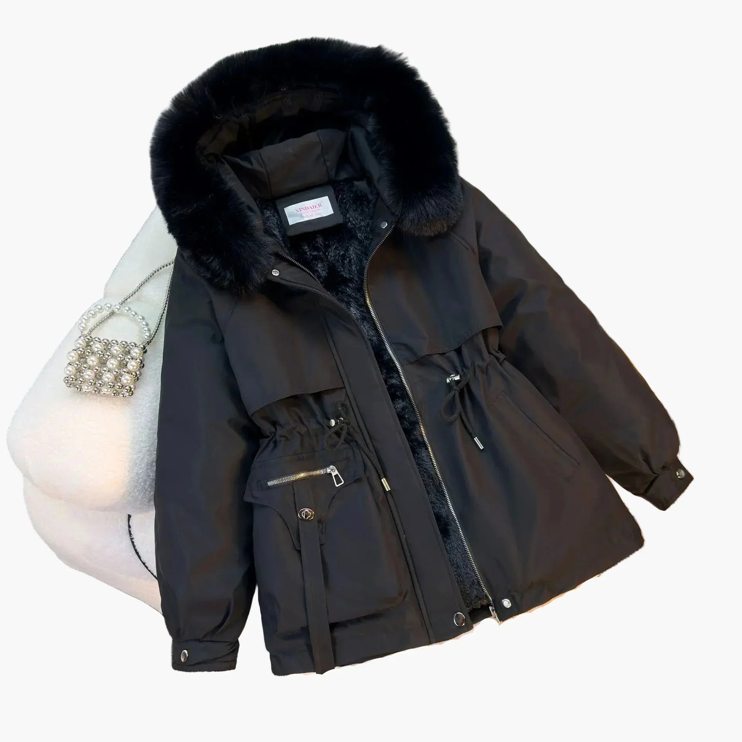 WW | Winterjacke mit Kapuze und Kunstpelzkragen - Modischer Parka für kalte Tage