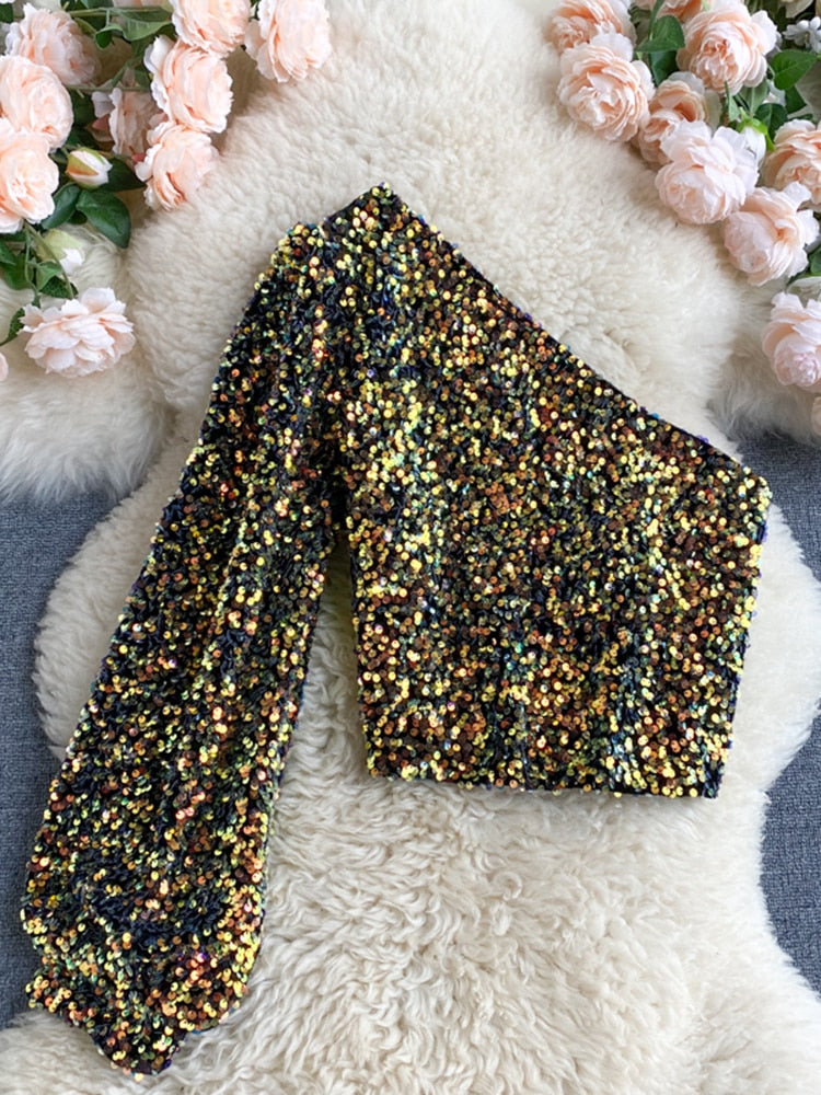 WW | Glittery One-Shoulder Top