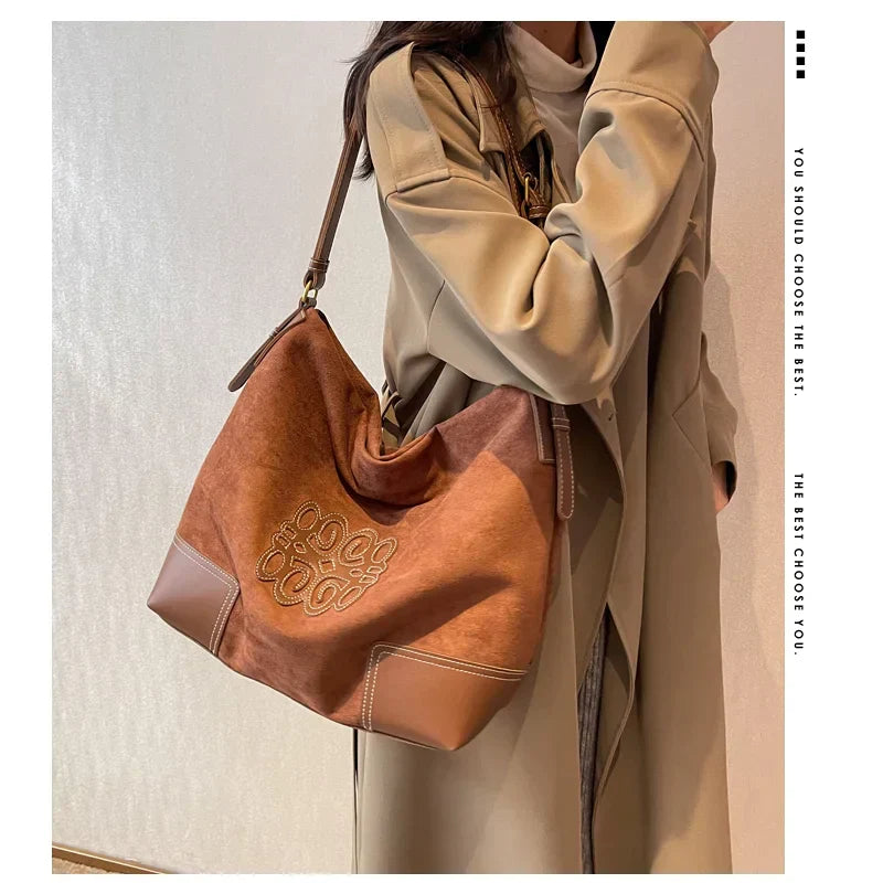WW | Women's Luxury Brand Messenger Bags Retro Brown Crossbody Tote Bags Bucket Clutch Bag Shopping Large Capacity Travel Bag